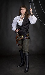 Image showing The girl - pirate and metal chain