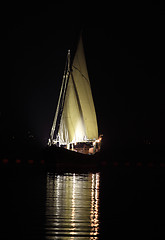 Image showing Arab dhow at night