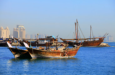 Image showing Dhows in Doha Bay