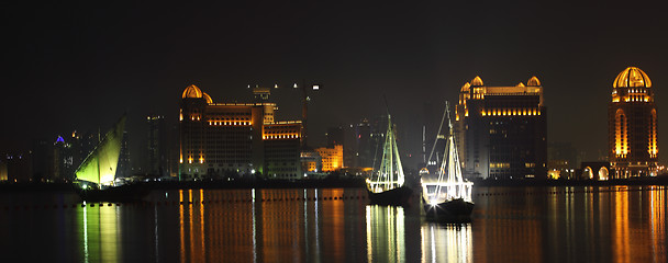 Image showing Dhows in West Bay, Doha