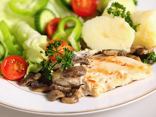 Image showing Grilled chicken breast meal