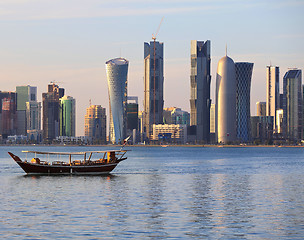 Image showing Dhow and Doha skyline