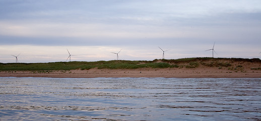 Image showing Windmills on the coast