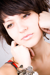 Image showing brunette lady with bracelets