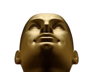 Image showing Gold mannequin head looking up