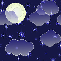 Image showing Abstract night background with clouds and stars