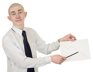 Image showing Smiling  guy with the financial graph in hands