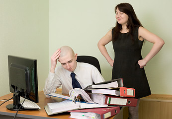 Image showing Bookkeeper and the secretary on a workplace