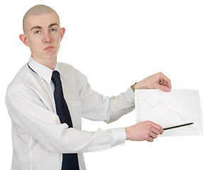 Image showing Guy with the financial graph in hands