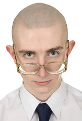 Image showing Man with a tie and spectacles on a white