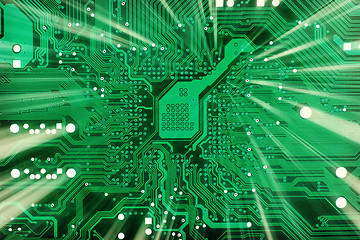 Image showing Tech industrial electronic green background