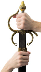 Image showing Shaft of sword on hand
