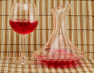 Image showing Stil life with decanter and goblet