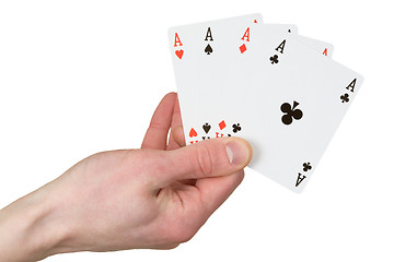 Image showing Four ace on the hand