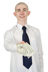 Image showing Smiling man with money in a hand