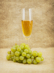 Image showing Goblet and grapes