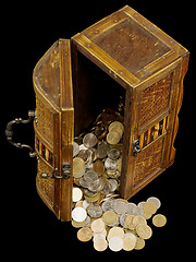 Image showing Ancient chest with coins