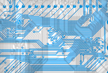 Image showing Blue abstract circuit board background in hi-tech syle