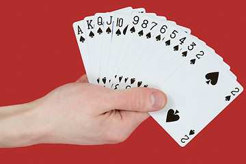 Image showing Playing cards on hands