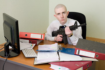 Image showing Accountant armed with a rifle