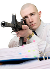 Image showing Accountant armed with a rifle