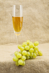 Image showing Still-life with a glass of wine and grapes