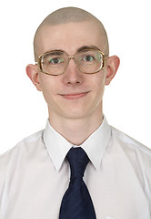 Image showing Man with a tie and eyeglasses on a white