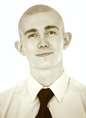 Image showing Faded portrait of the young man on a white background