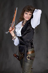 Image showing Girl - pirate with two pistols