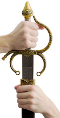 Image showing Shaft of sword on hand