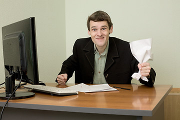 Image showing Director on a workplace with a crushed paper