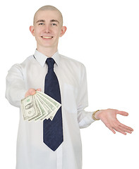 Image showing Smiling man with money in a hand