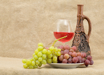 Image showing Bright still life with wine