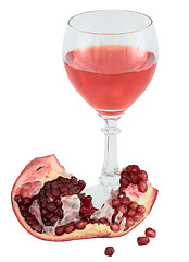 Image showing Still-life with a glass of wine and pomegranate