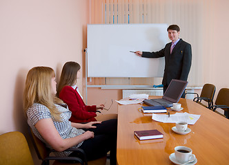 Image showing Young man to speak at a meeting
