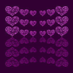 Image showing Abstract Heart-shaped floral pattern background