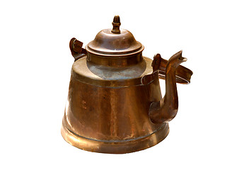 Image showing Antique old copper kettle isolated