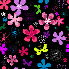 Image showing Black repeating floral pattern
