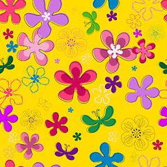 Image showing Seamless floral yellow pattern