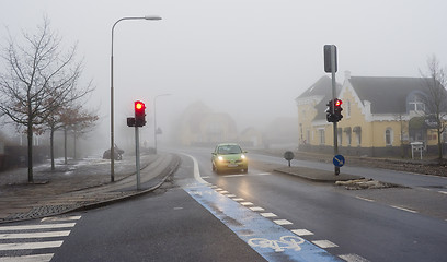 Image showing Stop at a red light