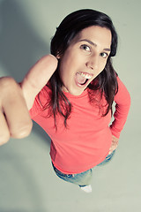 Image showing Happy Young Lady Showing Thumb'S Up