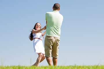 Image showing young couple paly at park