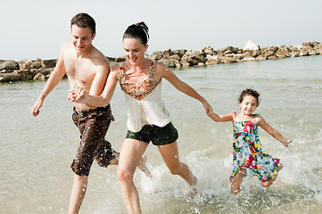 Image showing Family  in the beach