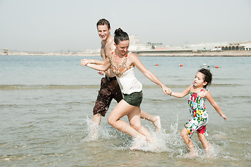 Image showing Family  in the beach