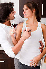 Image showing couple enjoying a class of wine