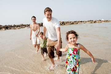 Image showing Family  in the beach