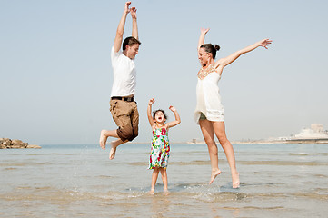 Image showing Family  in the beach