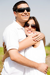 Image showing Portrait of Romantic couple hugging passionately