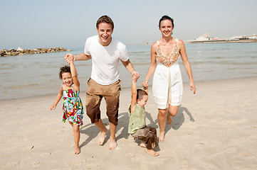 Image showing Family  in the beach