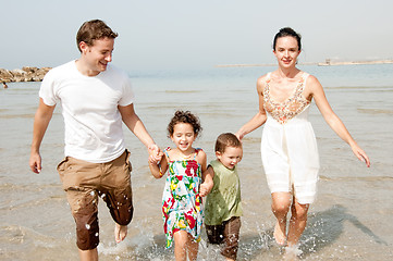 Image showing Family  in the beach
